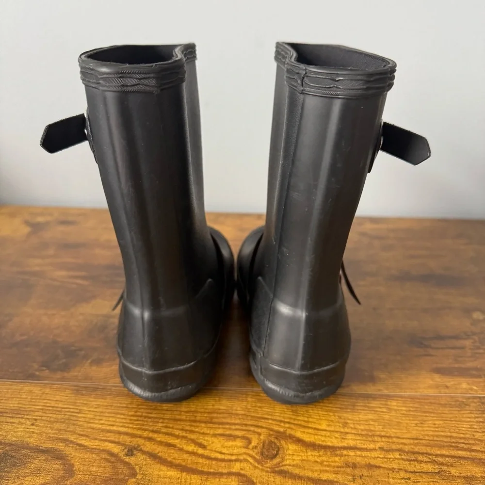 Hunter Kids Black Short Biker Moto‎ Buckle Rain Boots Size 11